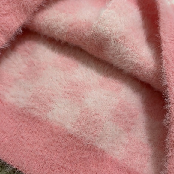Girls Shein Cropped Pink Checkered Cardigan - Picture 3 of 5